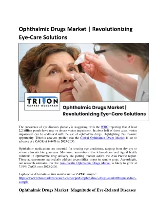 Ophthalmic Drugs Market | Revolutionizing Eye-Care Solutions