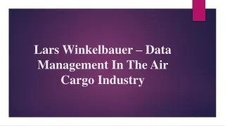 Lars Winkelbauer – Data Management In The Air Cargo Industry