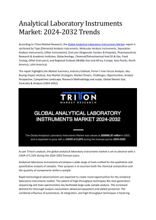 Analytical Laboratory Instruments Market Size, Share by 2032