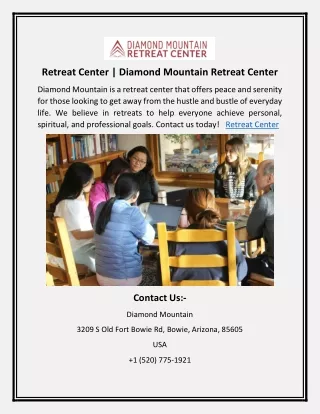 Retreat Center | Diamond Mountain Retreat Center