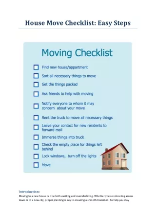 House Move Checklist Easy Steps