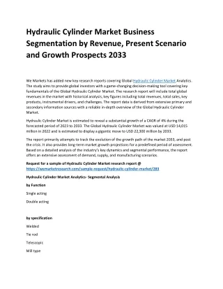 Hydraulic Cylinder Market