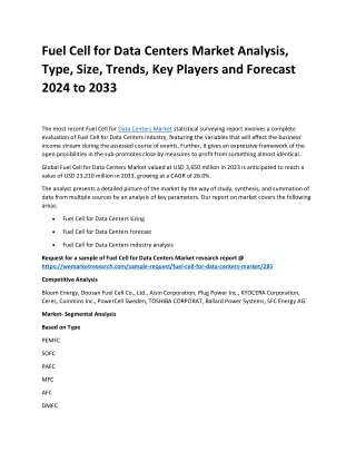 Fuel Cell for Data Centers Market