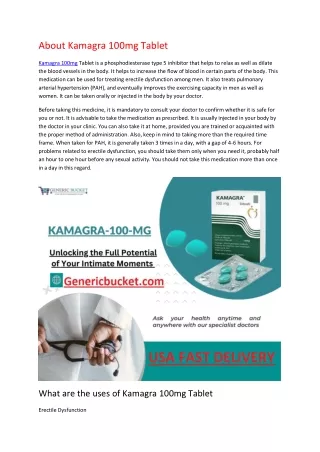 About Kamagra 100mg Tablet And Malegra 100 mg