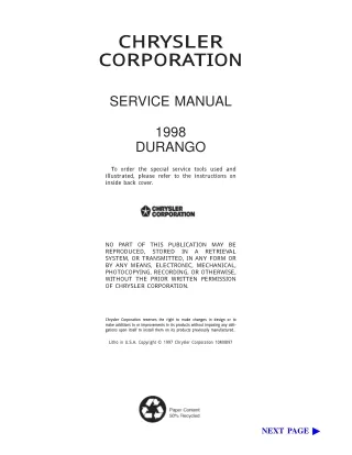 1998 Dodge Durango Service Repair Manual