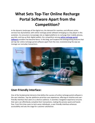 What Sets Top-Tier Online Recharge Portal Software Apart from the Competition?