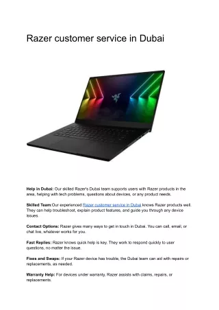 Razer customer service in Dubai