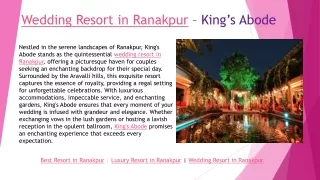 Wedding Resort in Ranakpur – King’s Abode