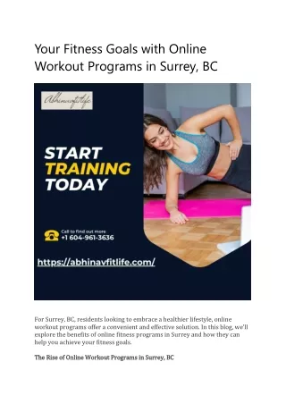 Your Fitness Goals with Online Workout Programs in Surrey