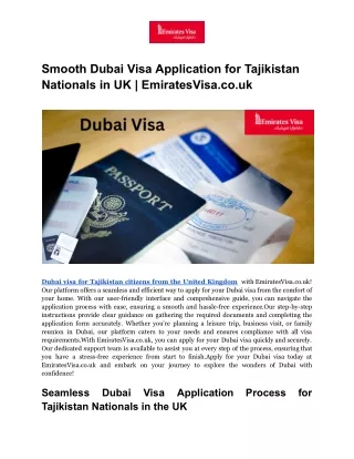 Smooth Dubai Visa Application for Tajikistan Nationals in UK _ EmiratesVisa