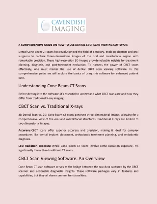 A Comprehensive Guide on How to Use Dental CBCT Scan Viewing Software - Cavendish Imaging