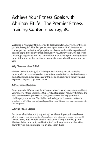 Achieve Your Fitness Goals with Abhinav Fitlife wwqw