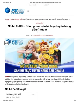 Nổ hũ Fe88 – Sảnh game săn hũ trực tuyến hàng đầu Châu Á