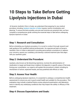 10 Steps to Take Before Getting Lipolysis Injections in Dubai