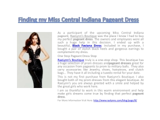 Finding my Miss Central Indiana Pageant Dress
