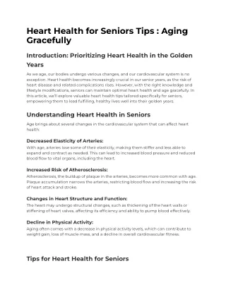 Heart Health for Seniors Tips - Aging Gracefully