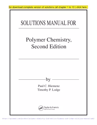 polymer chemistry 2nd edition hiemenz and lodge solutions manual pdf