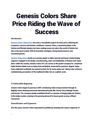 Genesis Colors Share Price