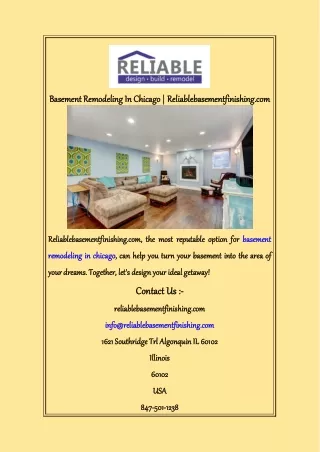 Basement Remodeling In Chicago  Reliablebasementfinishing com