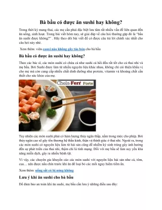 Bà bầu có được ăn sushi hay không