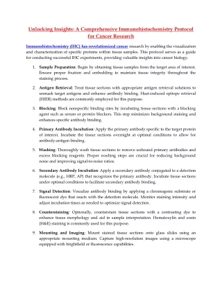 Unlocking Insights A Comprehensive Immunohistochemistry Protocol for Cancer Research