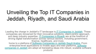 Unveiling the Top IT Companies in Jeddah, Riyadh, and Saudi Arabia