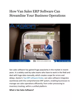 How Van Sales ERP Software Can Streamline Your Business Operations