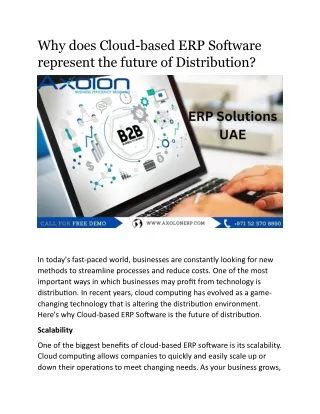 Why does Cloud based ERP Software represent the future of Distribution