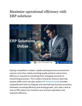 Maximize operational efficiency with ERP solutions