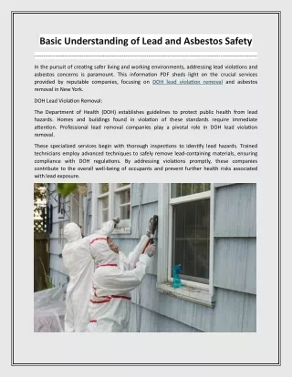 Basic Understanding of Lead and Asbestos Safety