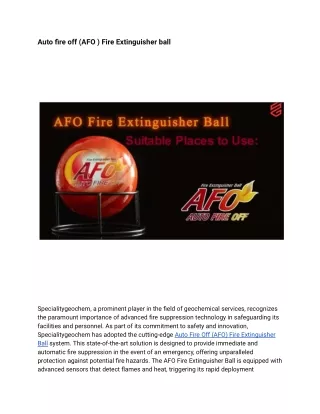 Auto fire off (AFO ) Fire Extinguisher ball