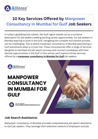 10 Key Services Offered by Manpower Consultancy in Mumbai for Gulf Job Seekers