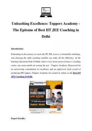 Best IIT JEE Coaching In Delhi	 Call-07827048964