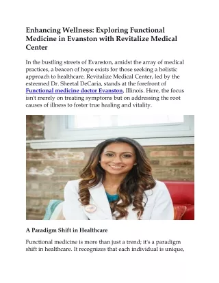 Functional Medicine Doctor Evanston