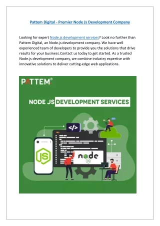 Pattem Digital - Premier Node Js Development Company