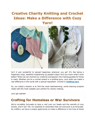 Creative Charity Knitting and CrCreative Charity Knitting And Crochet Ideas