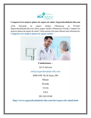 Compararé los mejores planes de seguro de salud | Segurodesaludydevida.com