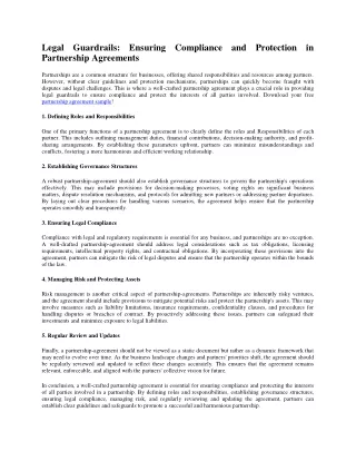 Legal Guardrails Ensuring Compliance and Protection in Partnership Agreements