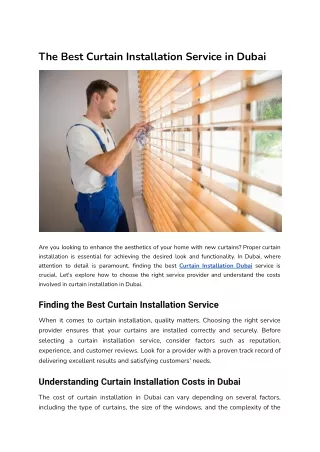 The Best Curtain Installation Service in Dubai