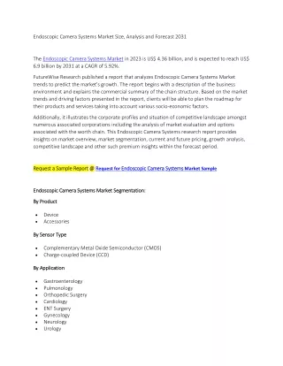 Endoscopic Camera Systems Market Size, Analysis and Forecast 2031