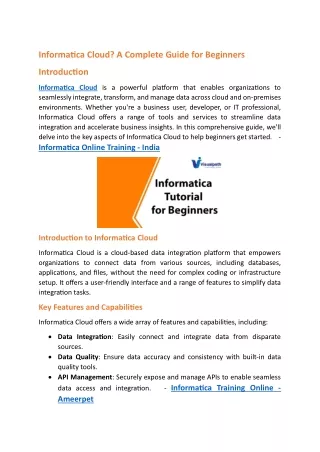 Informatica Online Training - India - Informatica Training Online - Ameerpet