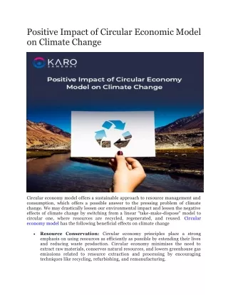 Positive Impact of Circular Economic Model on Climate Change