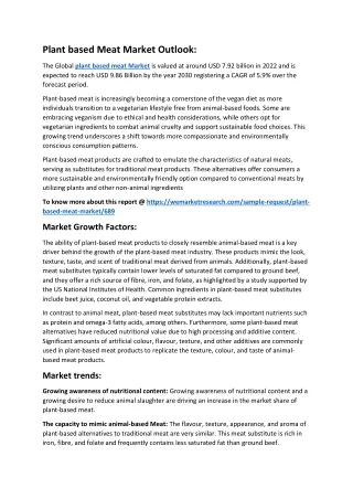 Plant based Meat Market Outlook