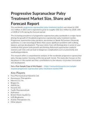 Progressive Supranuclear Palsy Treatment Market Size