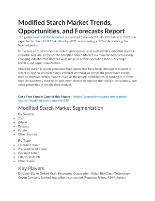 Modified Starch Market Trends