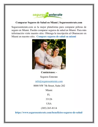 Comparar Seguros de Salud en Miami | Segurosenterate.com