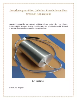 Introducing our Piezo Cylinder: Revolutionize Your Precision Applications