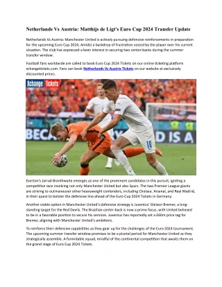 Matthijs de Ligt's Euro Cup 2024 Transfer Update