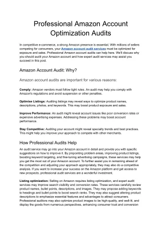 Professional Amazon Account Optimization Audits - Google Docs