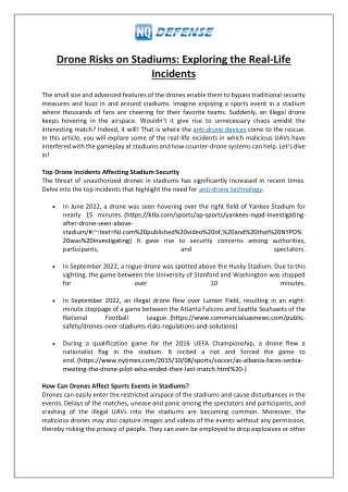 Drone Risks on Stadiums- Exploring the Real-Life Incidents